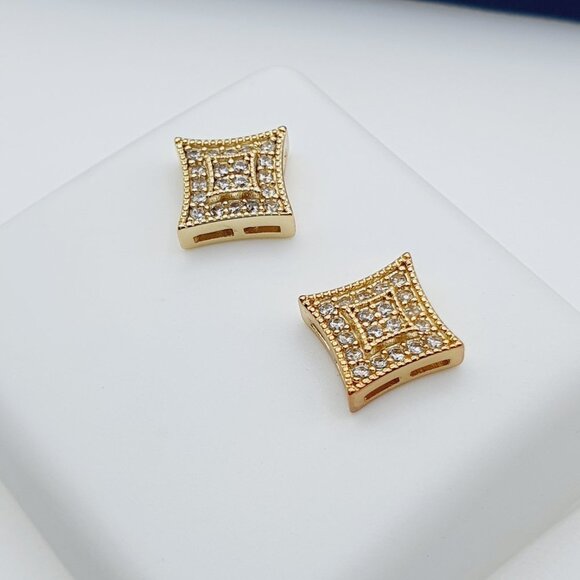 "14K Gold Plated Cubic Zircon Earrings, INUS1BR112 - Picture 6 of 10